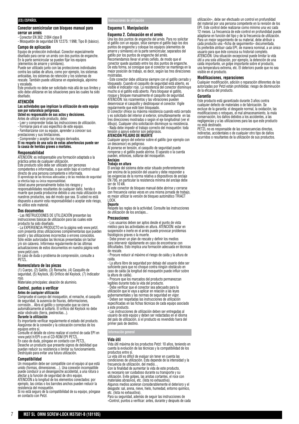 Petzl OMNI SCREW-LOCK User Manual | Page 7 / 20