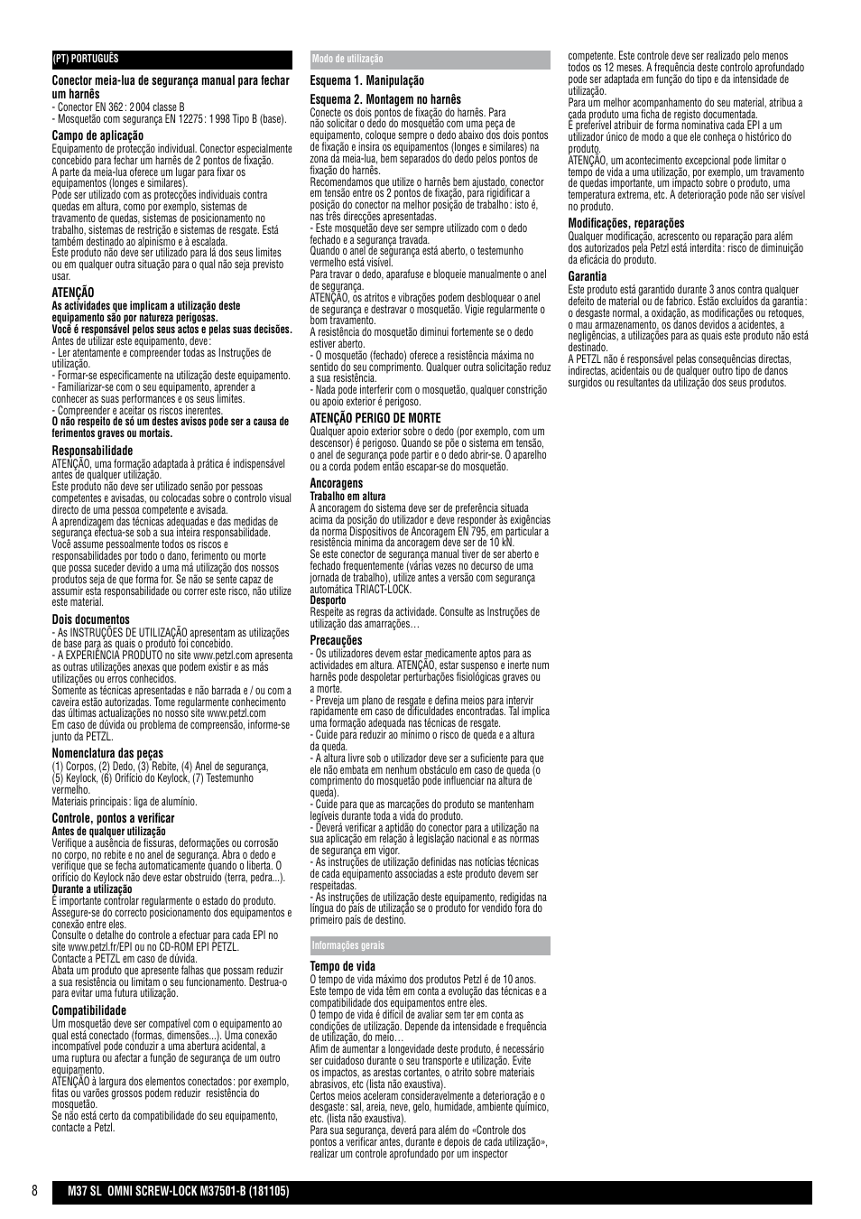 Petzl OMNI SCREW-LOCK User Manual | Page 8 / 20