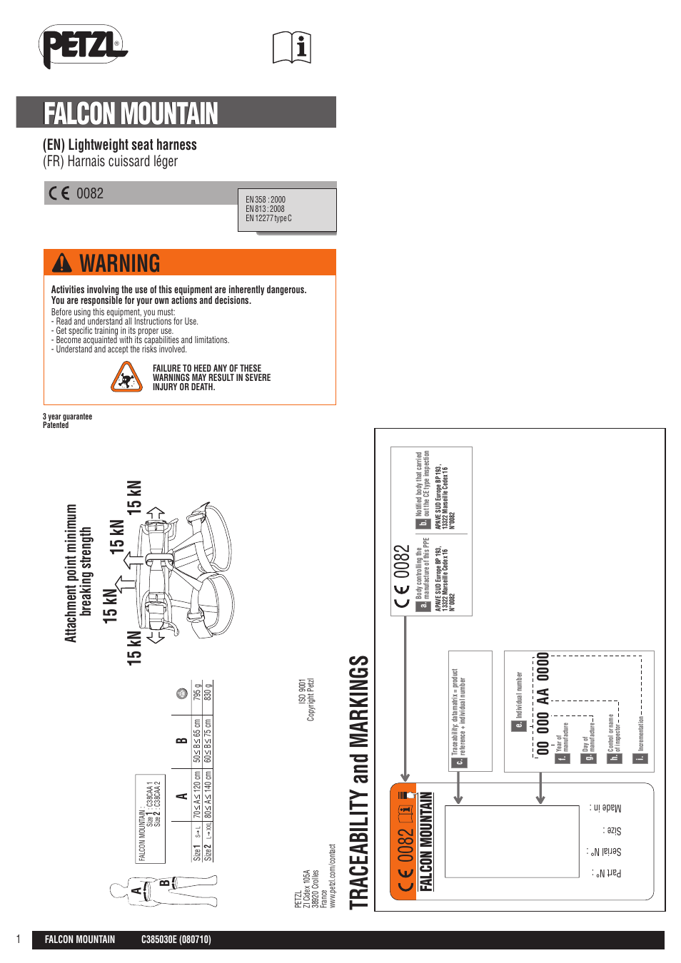Petzl FALCON MOUNTAIN User Manual | 26 pages
