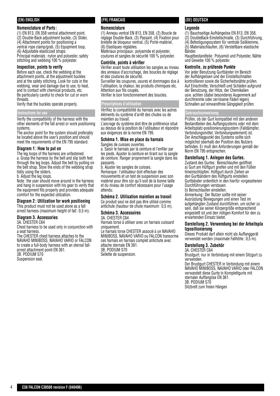 En, fr, de | Petzl FALCON ASCENT User Manual | Page 4 / 10