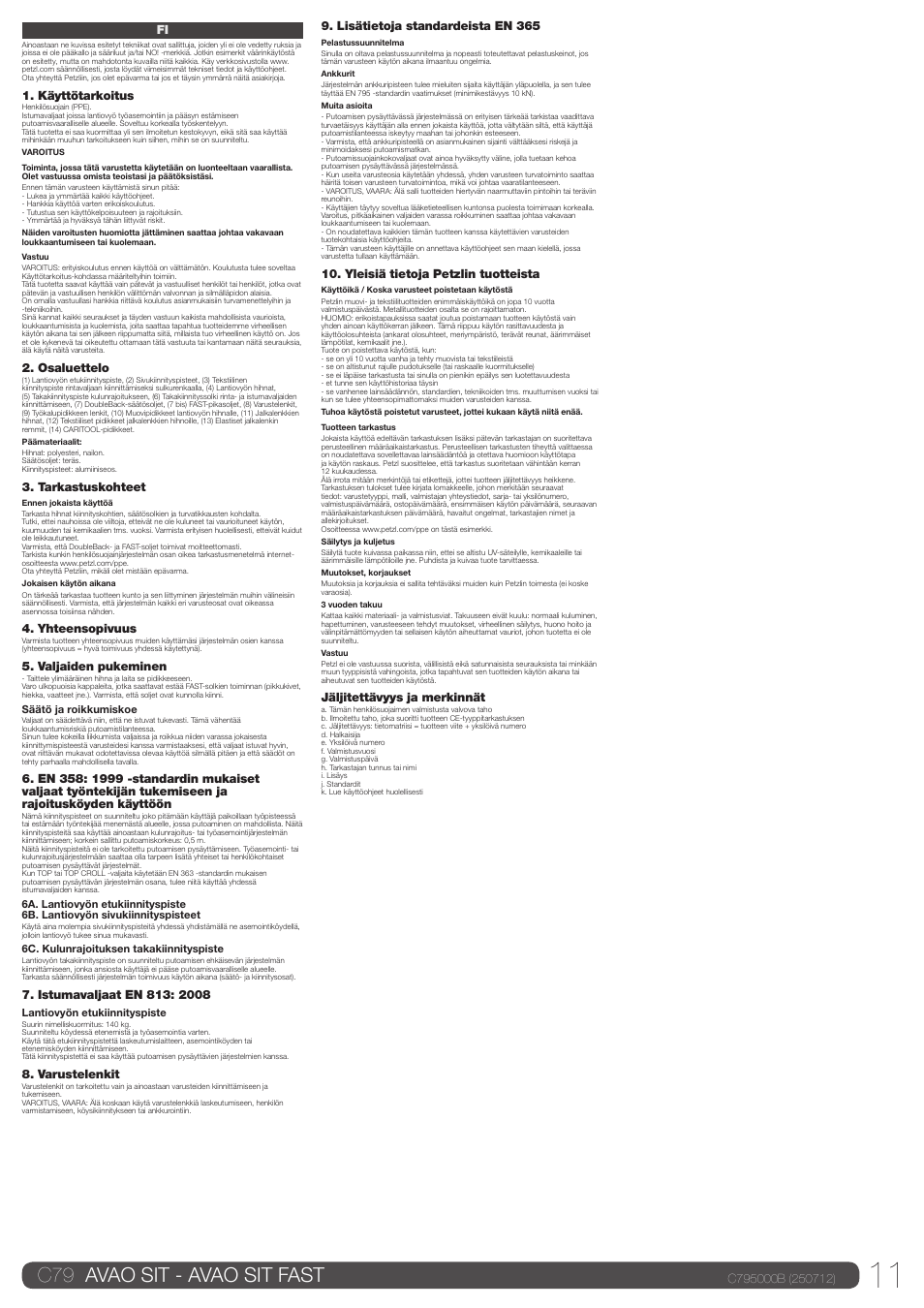 C79 avao sit - avao sit fast | Petzl AVAO SIT FAST User Manual | Page 11 / 22