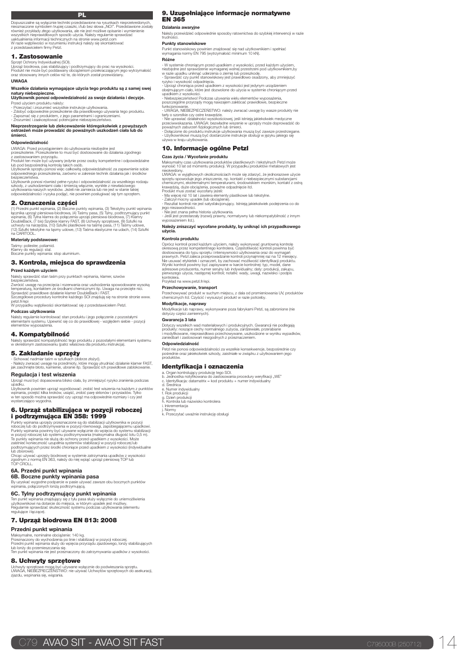 C79 avao sit - avao sit fast | Petzl AVAO SIT FAST User Manual | Page 14 / 22
