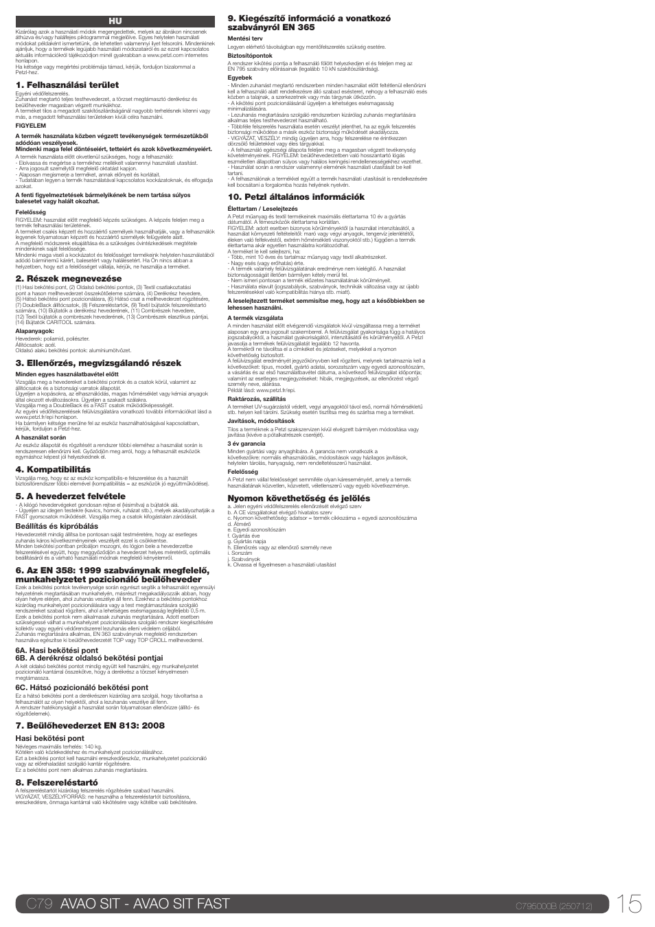 C79 avao sit - avao sit fast | Petzl AVAO SIT FAST User Manual | Page 15 / 22