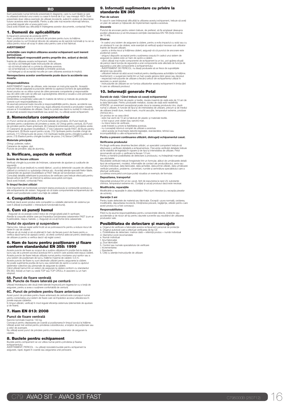 C79 avao sit - avao sit fast | Petzl AVAO SIT FAST User Manual | Page 16 / 22