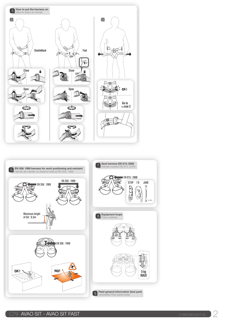 Drawings, C79 avao sit - avao sit fast, 5 kg maxi | Petzl AVAO SIT FAST User Manual | Page 2 / 22