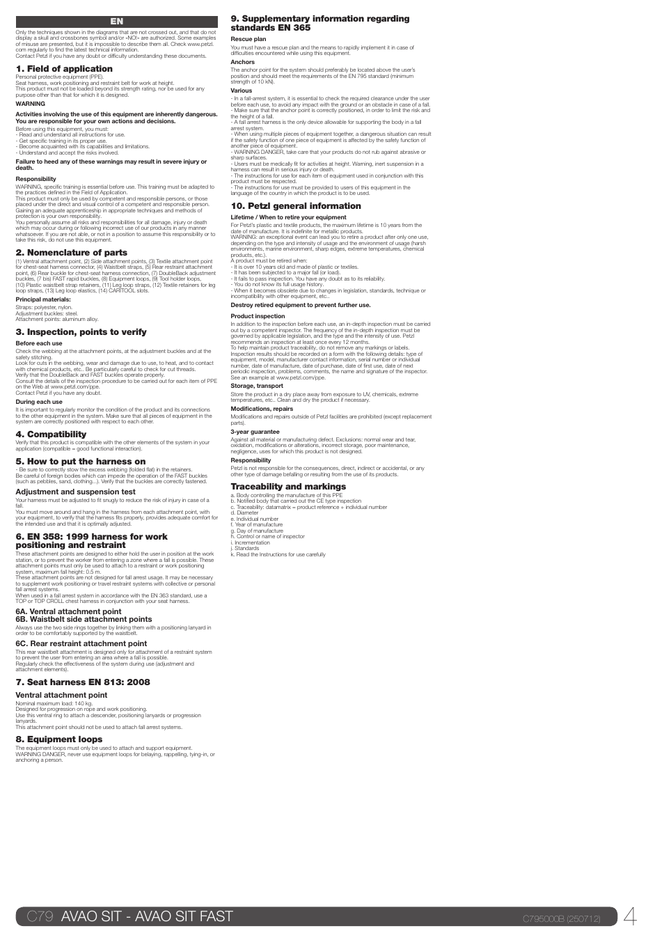 C79 avao sit - avao sit fast | Petzl AVAO SIT FAST User Manual | Page 4 / 22