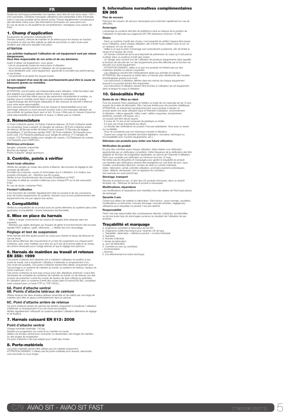 C79 avao sit - avao sit fast | Petzl AVAO SIT FAST User Manual | Page 5 / 22