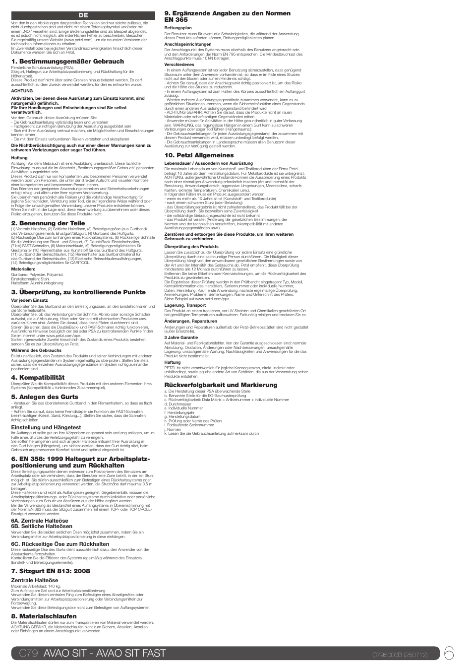 C79 avao sit - avao sit fast | Petzl AVAO SIT FAST User Manual | Page 6 / 22