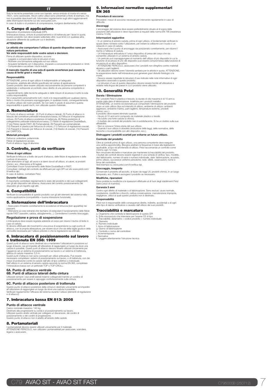 C79 avao sit - avao sit fast | Petzl AVAO SIT FAST User Manual | Page 7 / 22