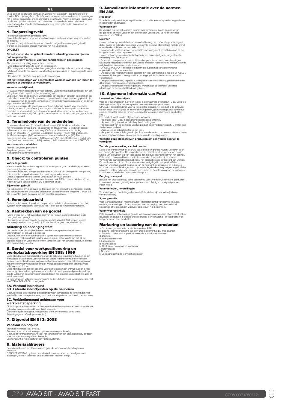 C79 avao sit - avao sit fast | Petzl AVAO SIT FAST User Manual | Page 9 / 22