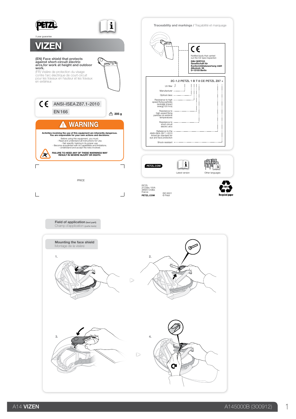 Petzl VIZEN User Manual | 9 pages