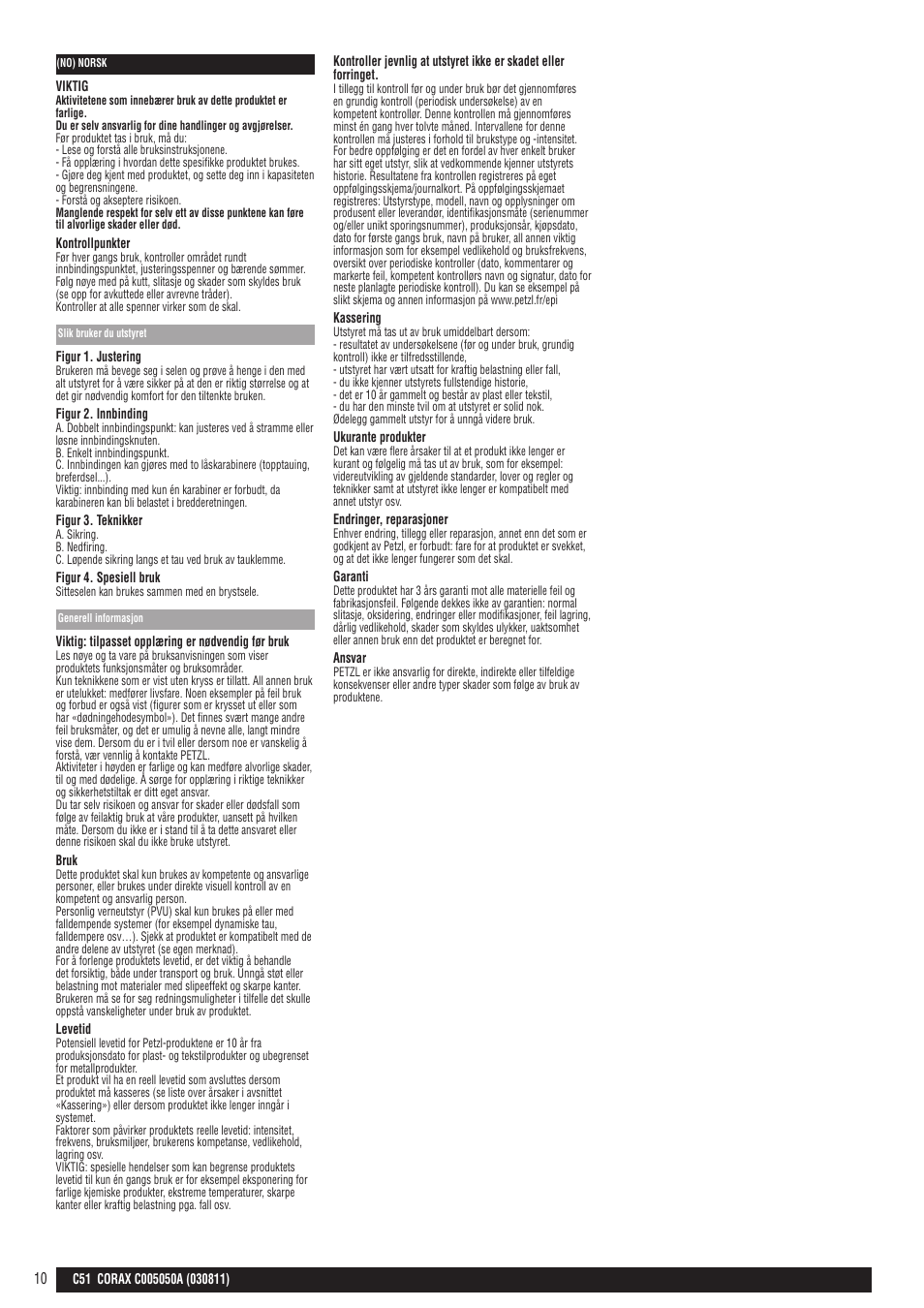 Petzl CORAX User Manual | Page 10 / 13