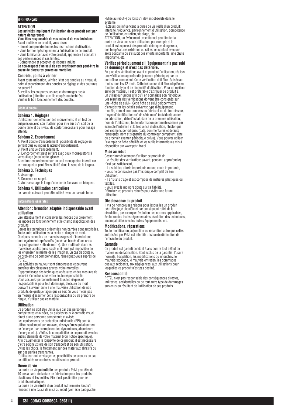 Petzl CORAX User Manual | Page 4 / 13