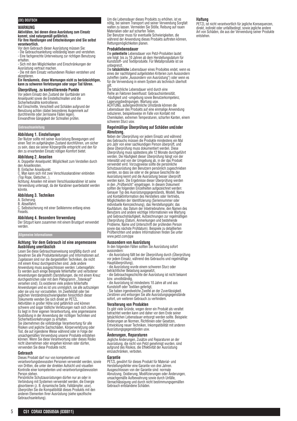 Petzl CORAX User Manual | Page 5 / 13