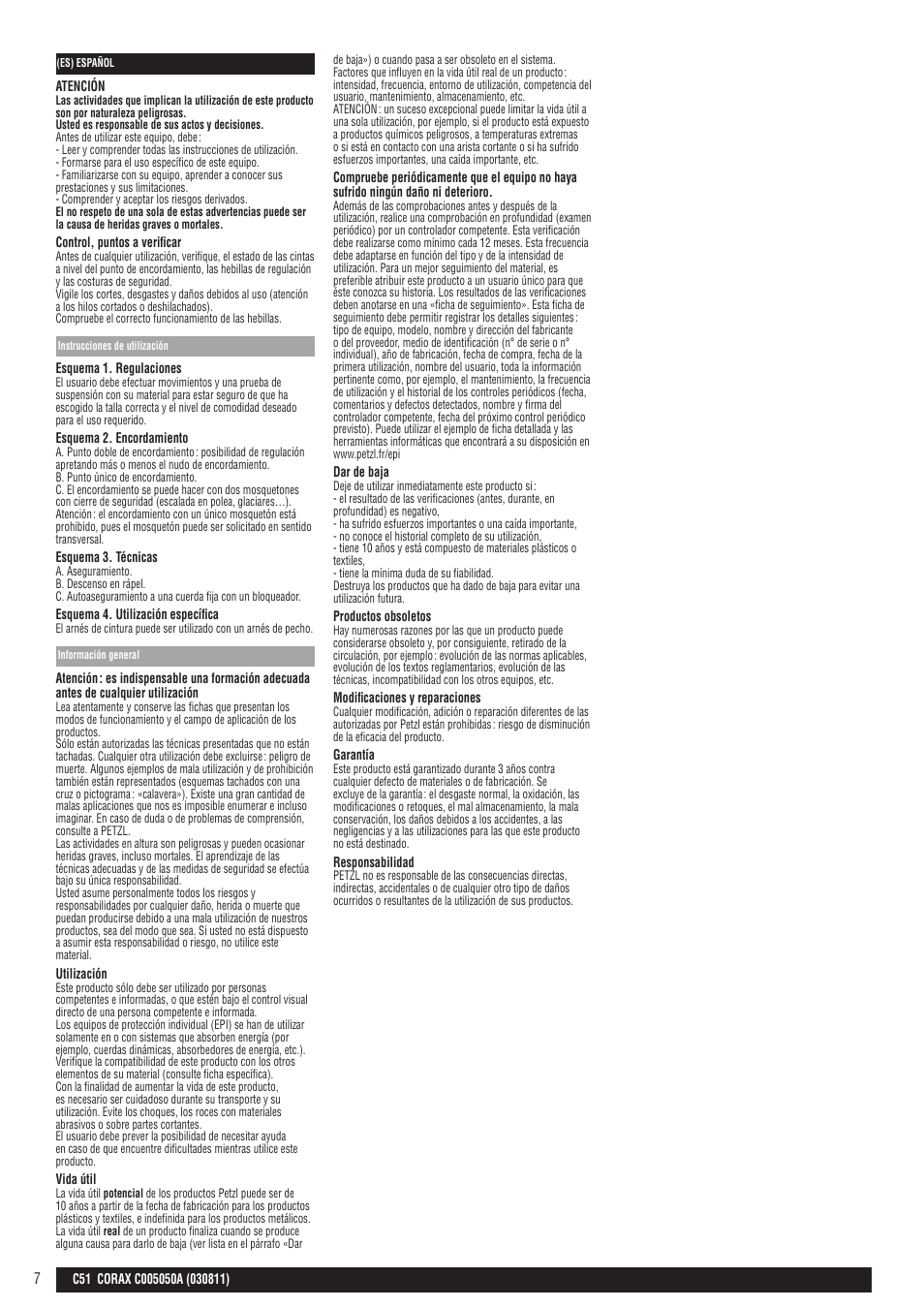 Petzl CORAX User Manual | Page 7 / 13