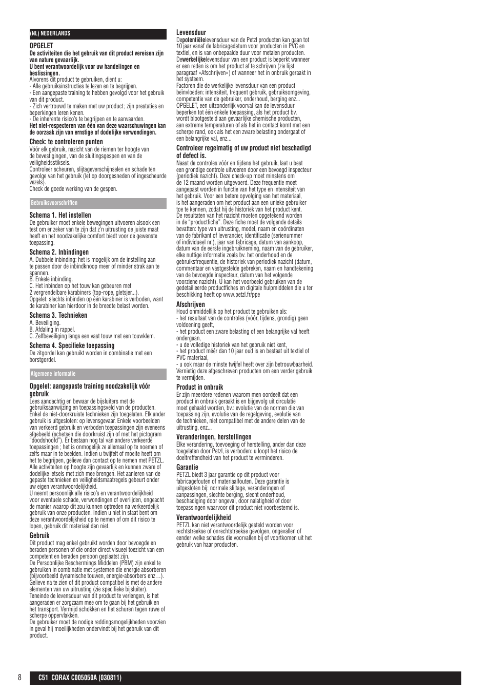 Petzl CORAX User Manual | Page 8 / 13