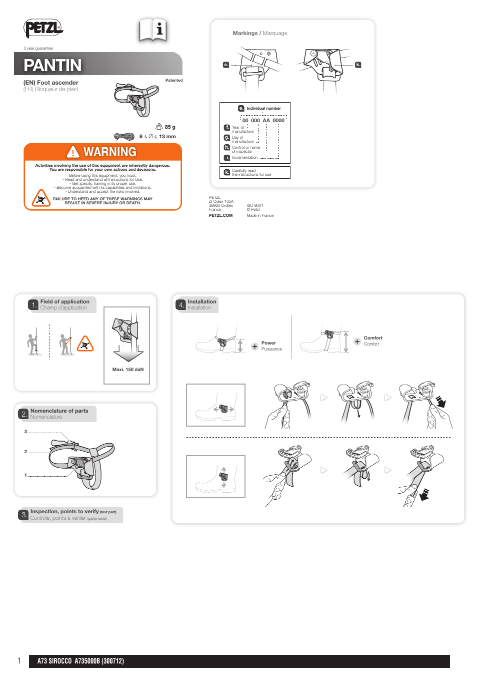 Petzl PANTIN_2013 User Manual | 10 pages