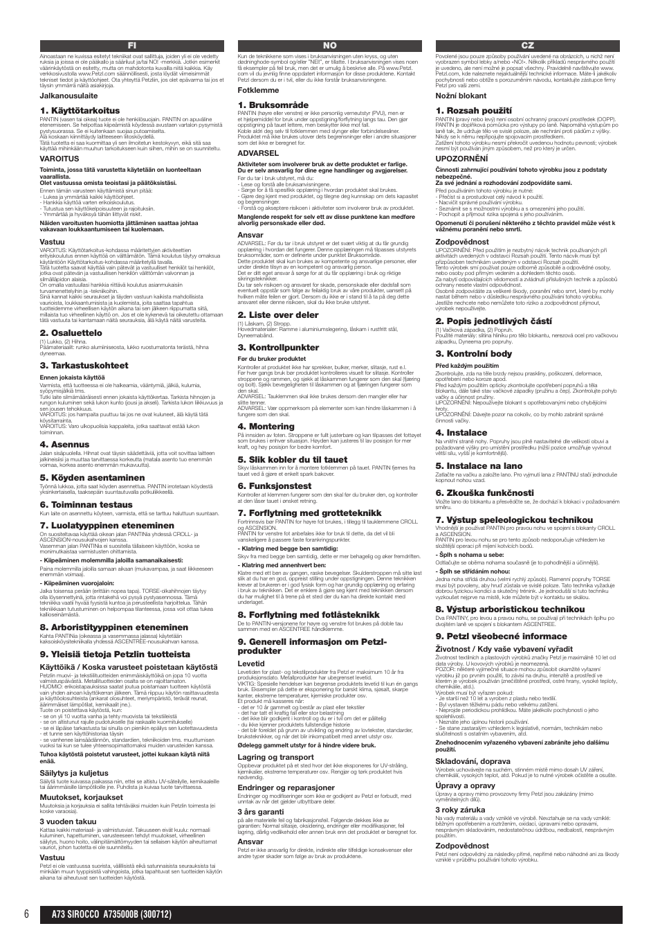 Fi, no, cz | Petzl PANTIN_2013 User Manual | Page 6 / 10
