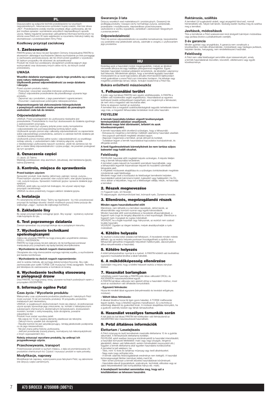 Pl, hu | Petzl PANTIN_2013 User Manual | Page 7 / 10