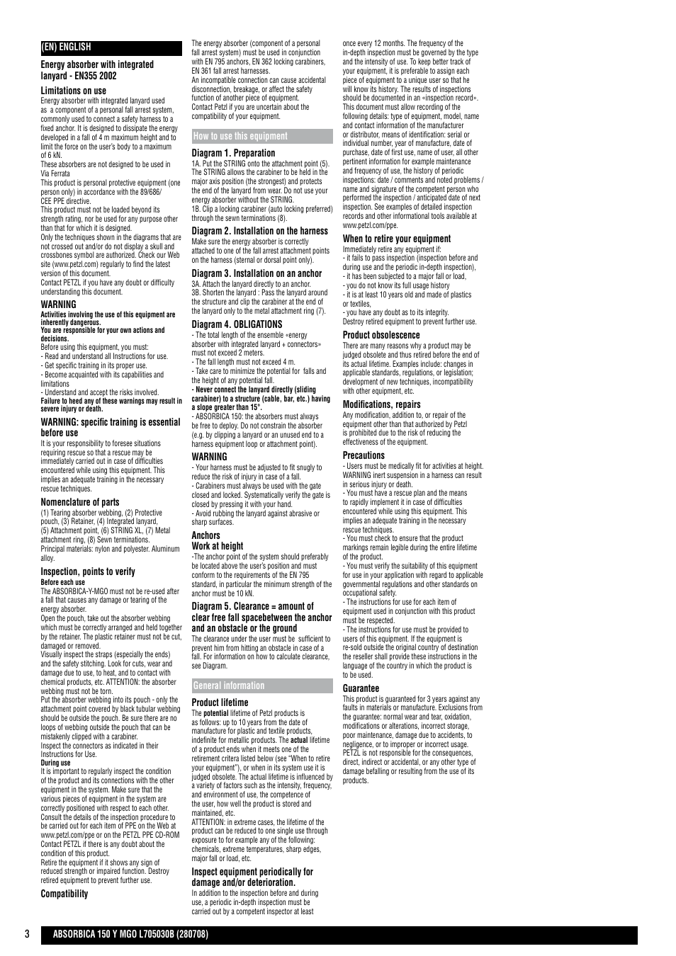 Petzl ABSORBICA-Y 150 MGO User Manual | Page 3 / 21