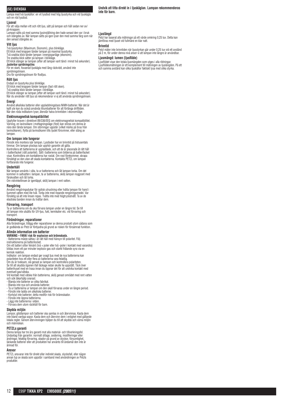 Petzl TIKKA XP 2 User Manual | Page 12 / 24