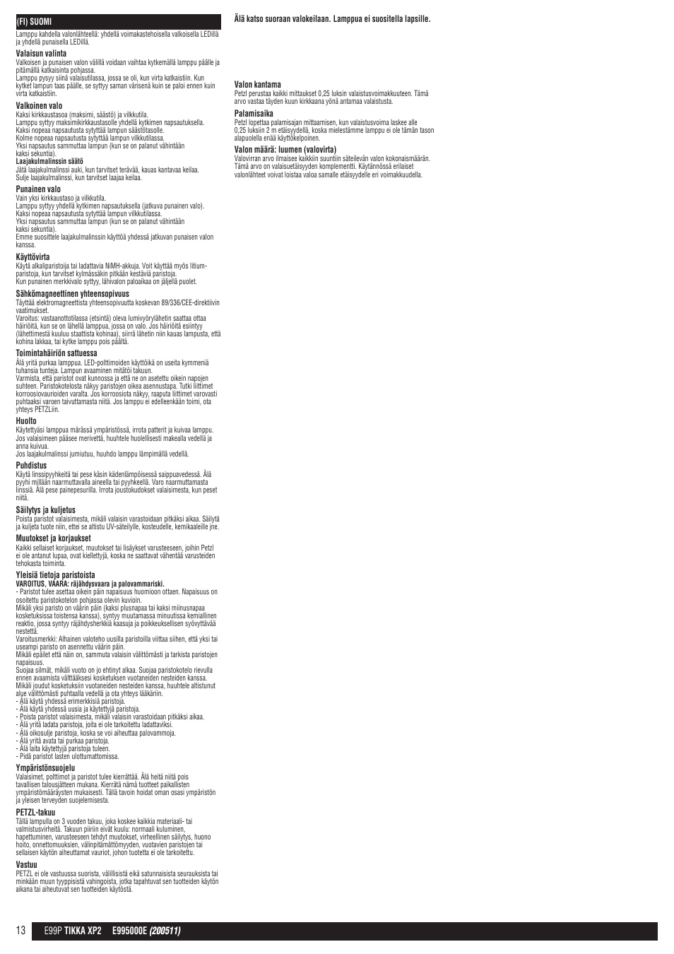 Petzl TIKKA XP 2 User Manual | Page 13 / 24