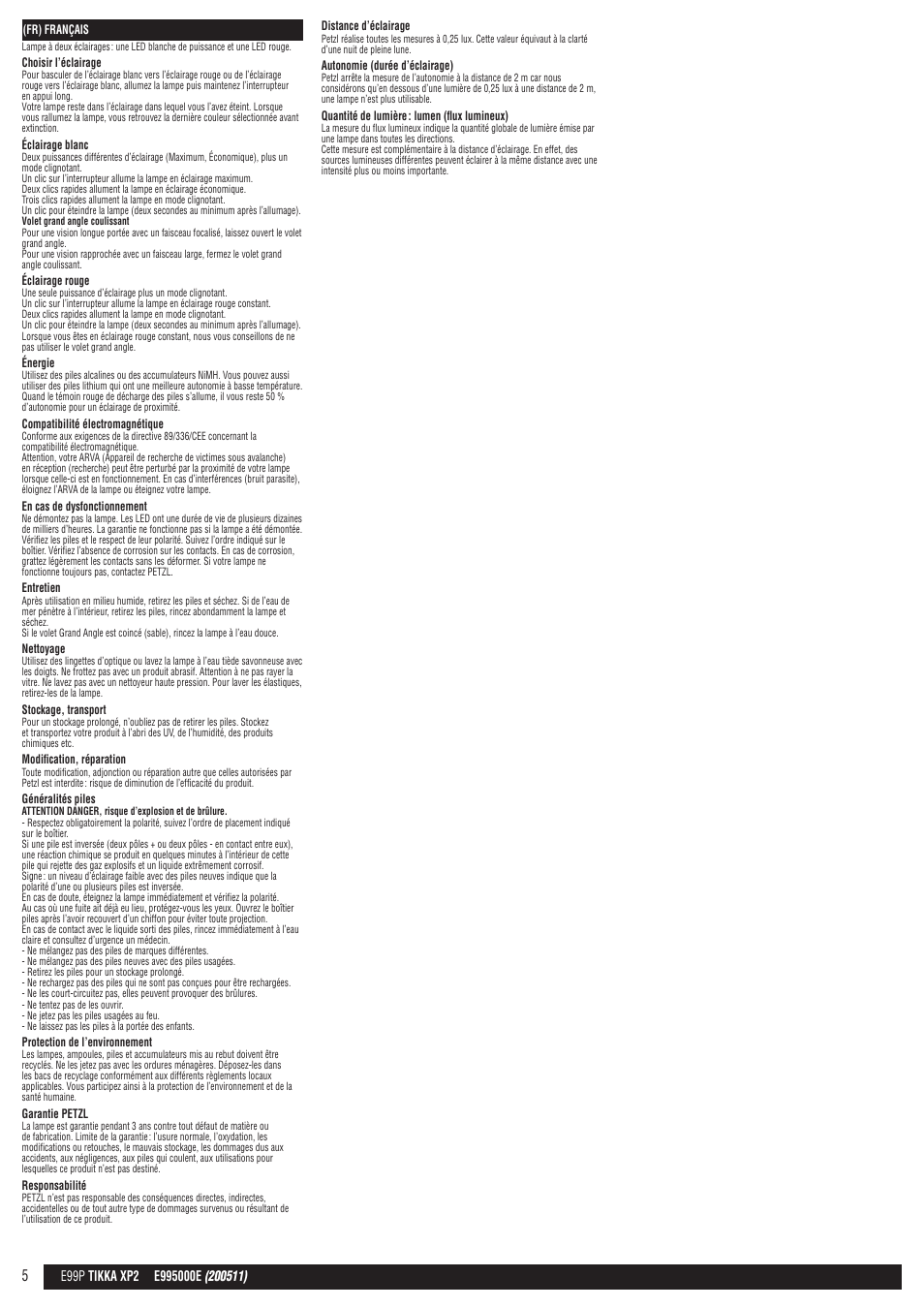 Petzl TIKKA XP 2 User Manual | Page 5 / 24