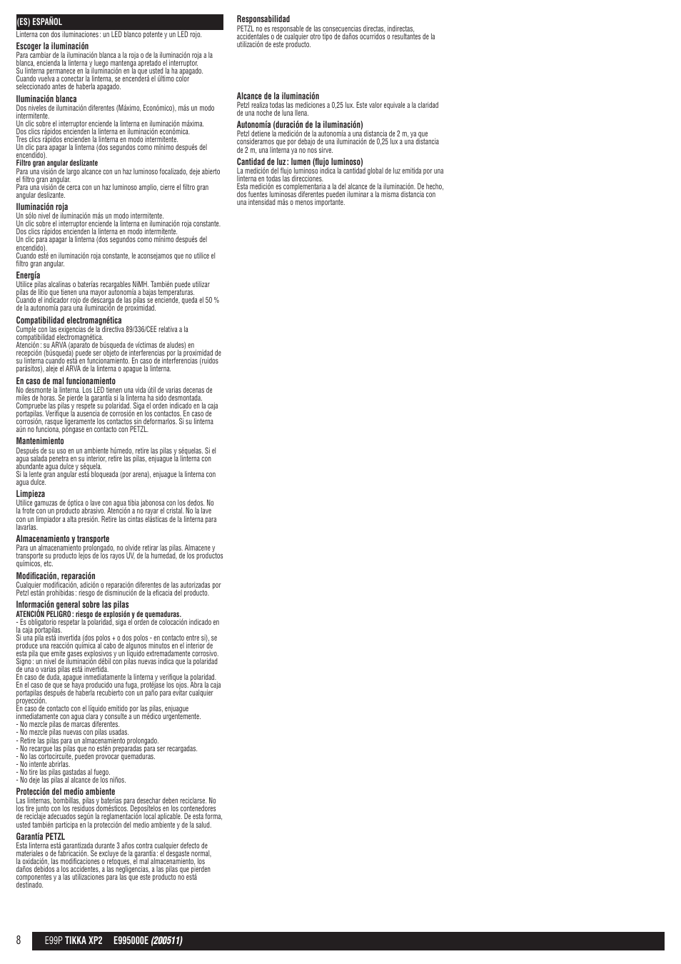Petzl TIKKA XP 2 User Manual | Page 8 / 24