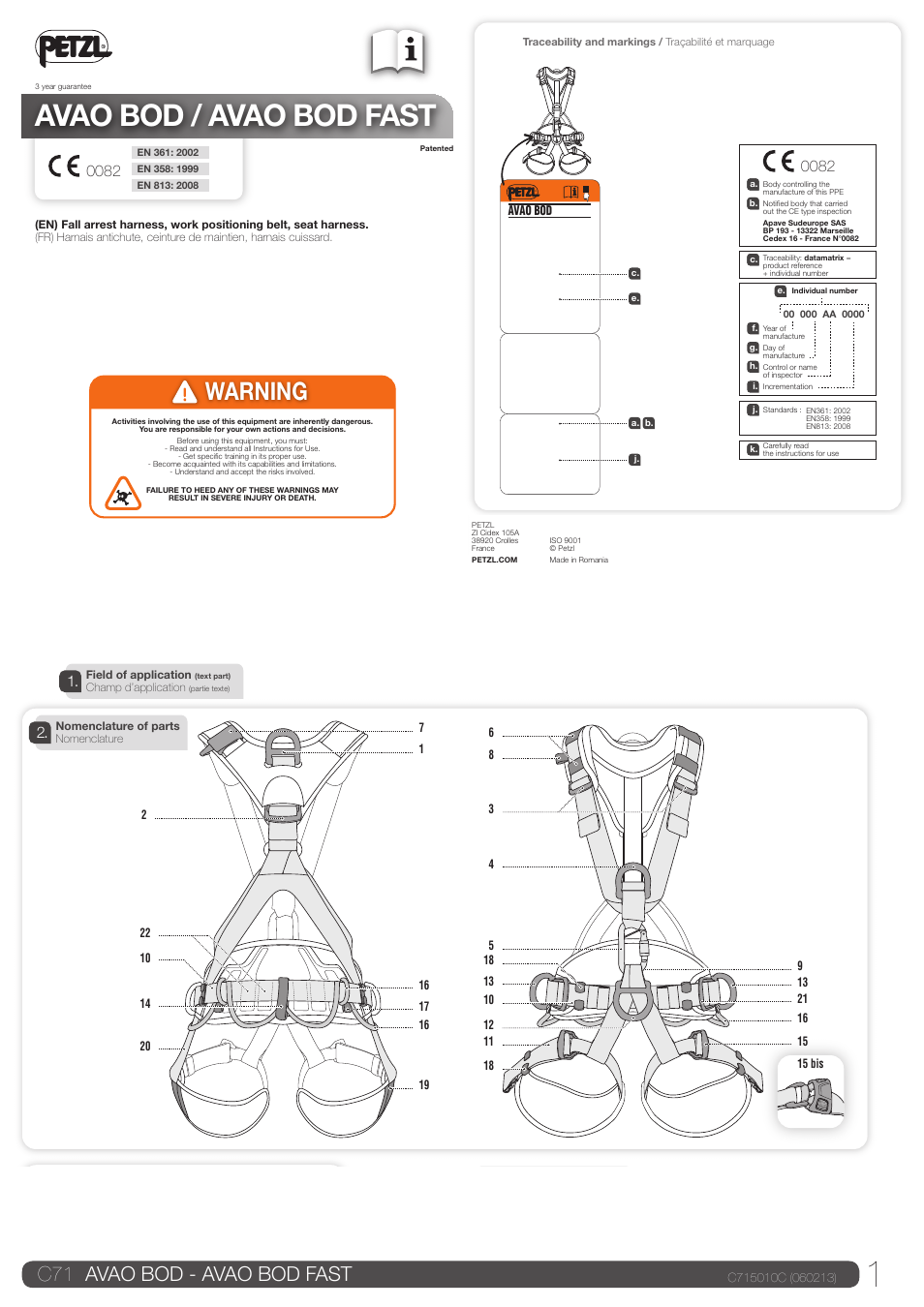Petzl AVAO BOD FAST User Manual | 23 pages