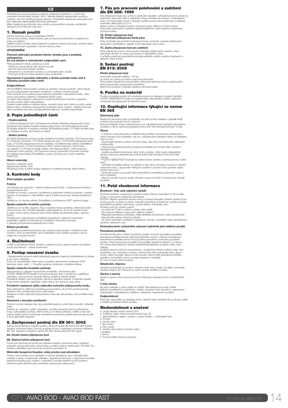 C71 avao bod - avao bod fast | Petzl AVAO BOD FAST User Manual | Page 14 / 23