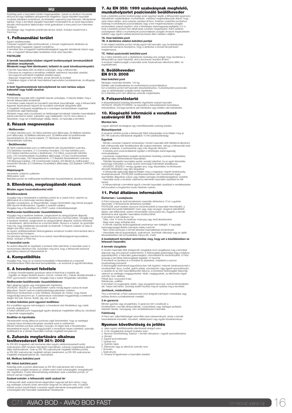 C71 avao bod - avao bod fast | Petzl AVAO BOD FAST User Manual | Page 16 / 23