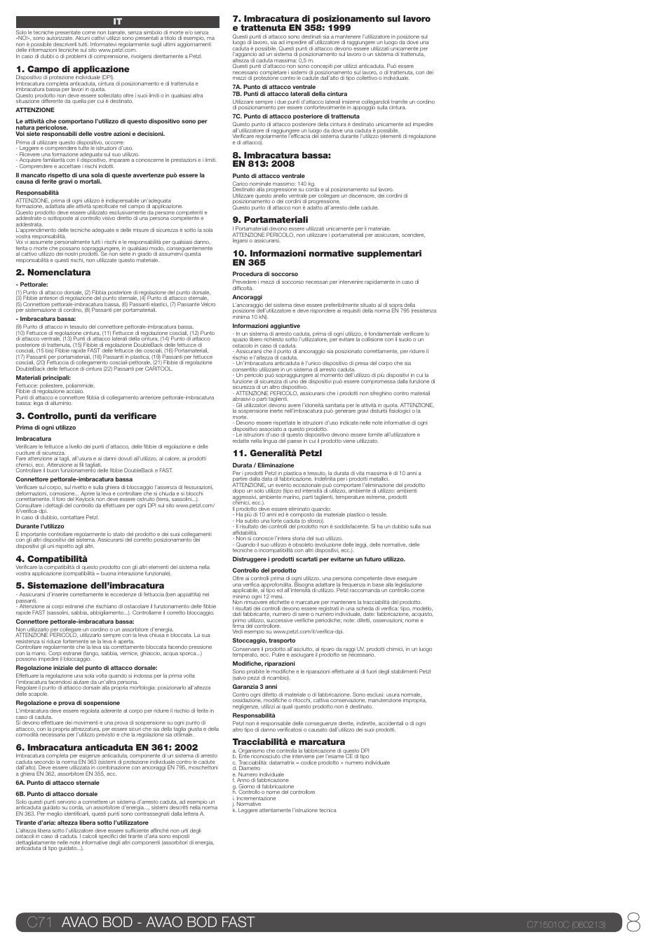 C71 avao bod - avao bod fast | Petzl AVAO BOD FAST User Manual | Page 8 / 23