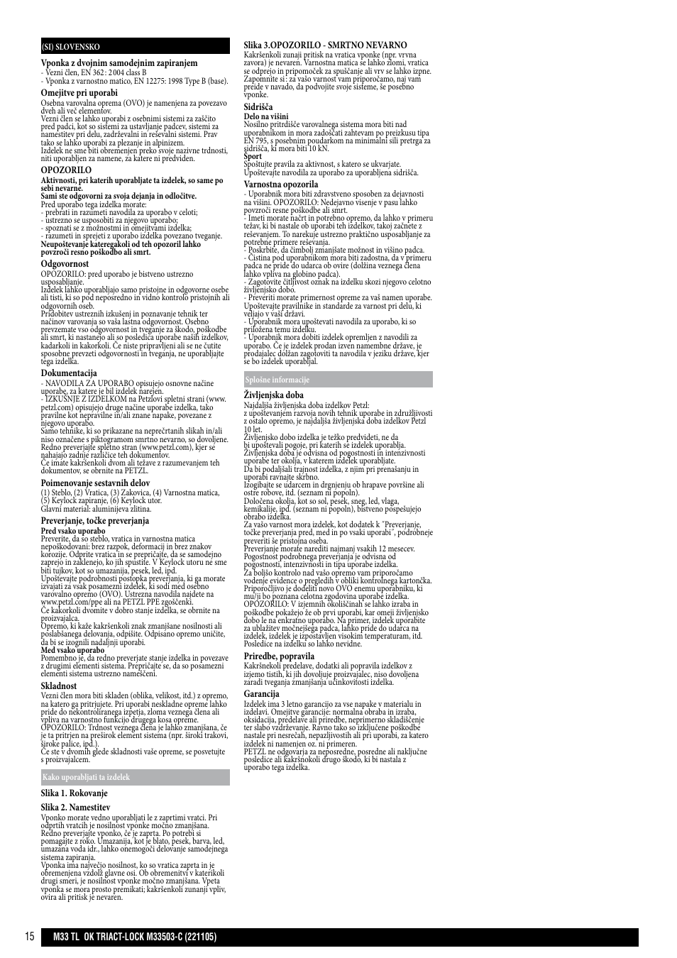 Petzl OK TRIACT-LOCK User Manual | Page 15 / 20
