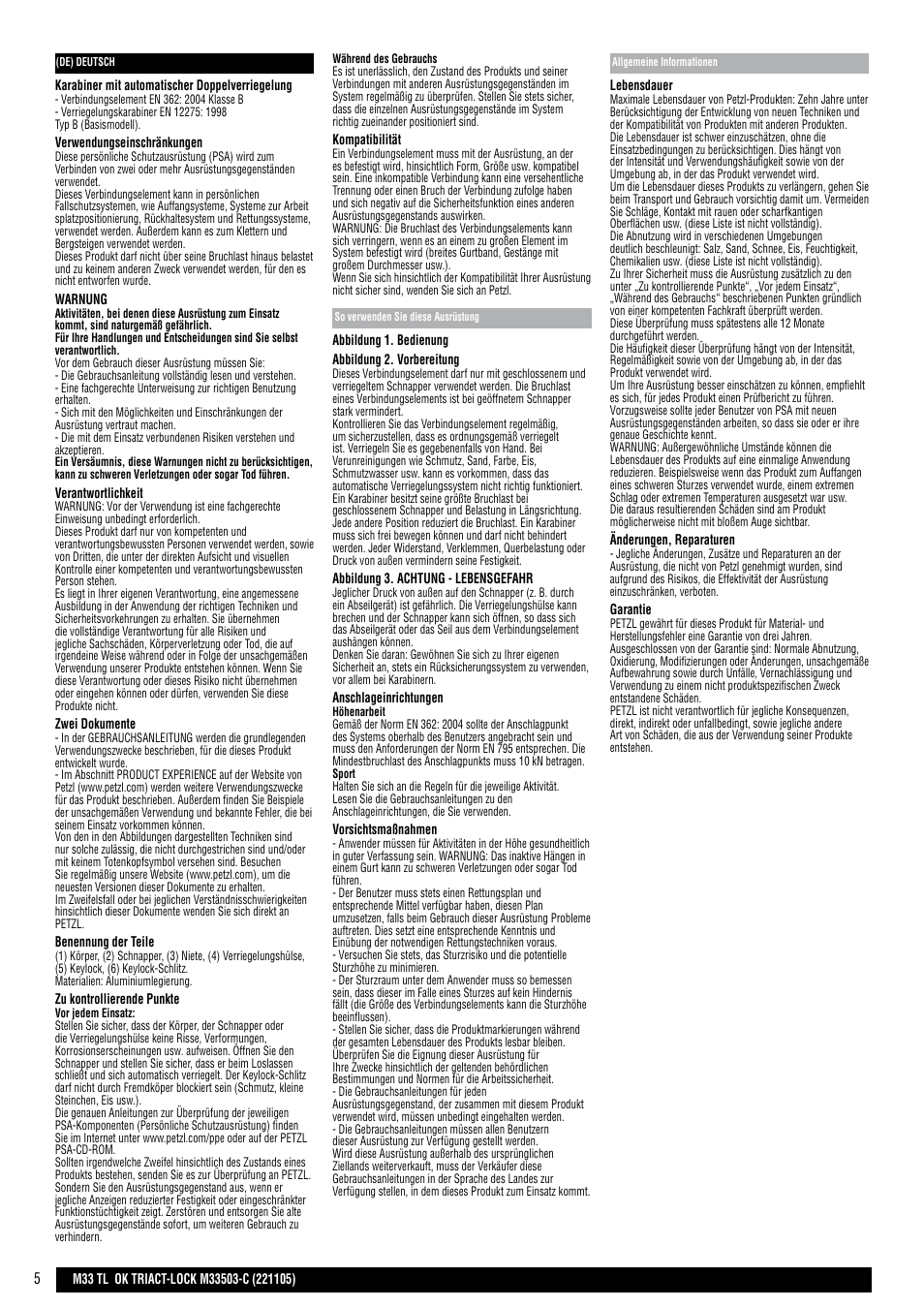 Petzl OK TRIACT-LOCK User Manual | Page 5 / 20