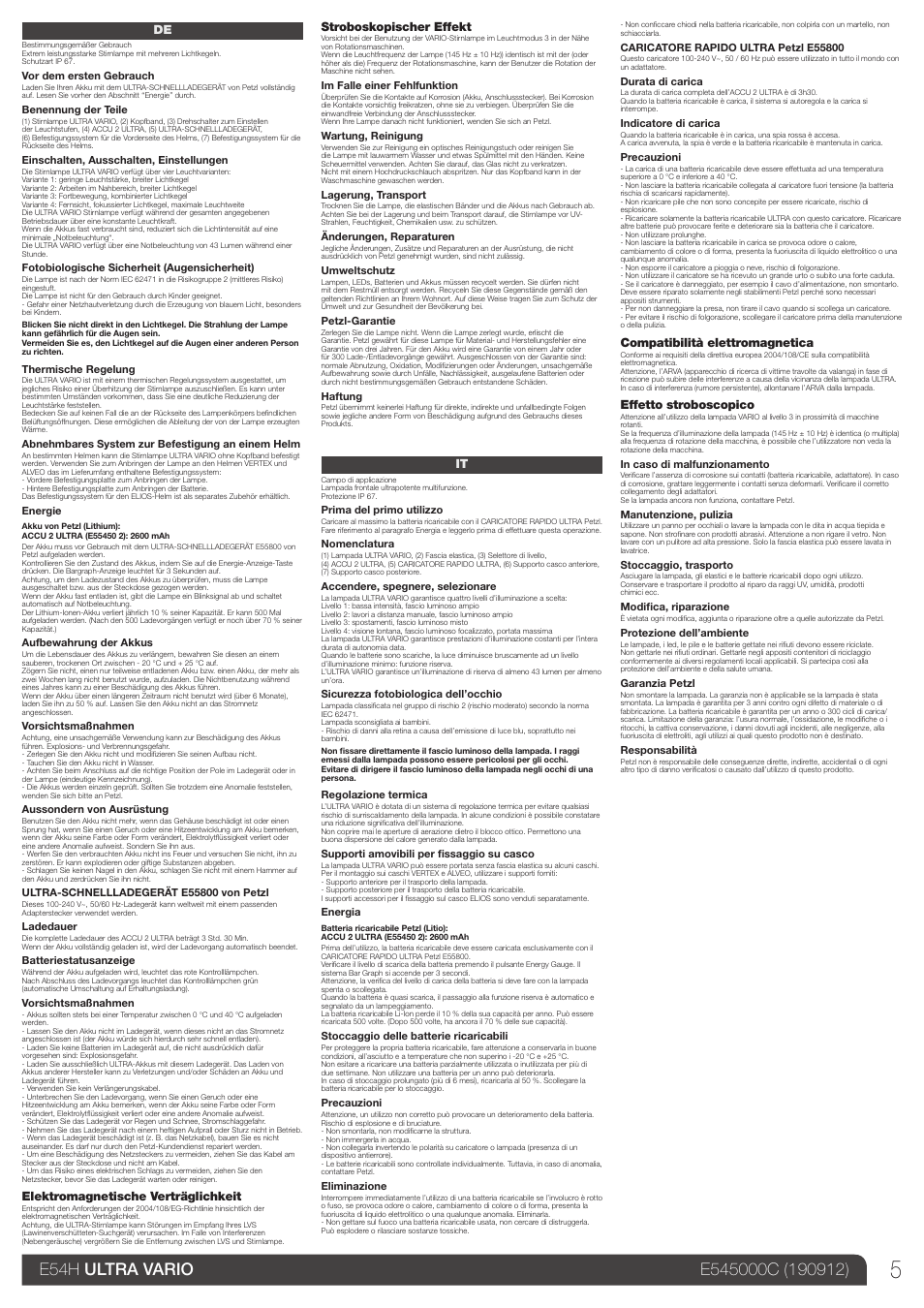 De, it | Petzl ULTRA VARIO User Manual | Page 5 / 15