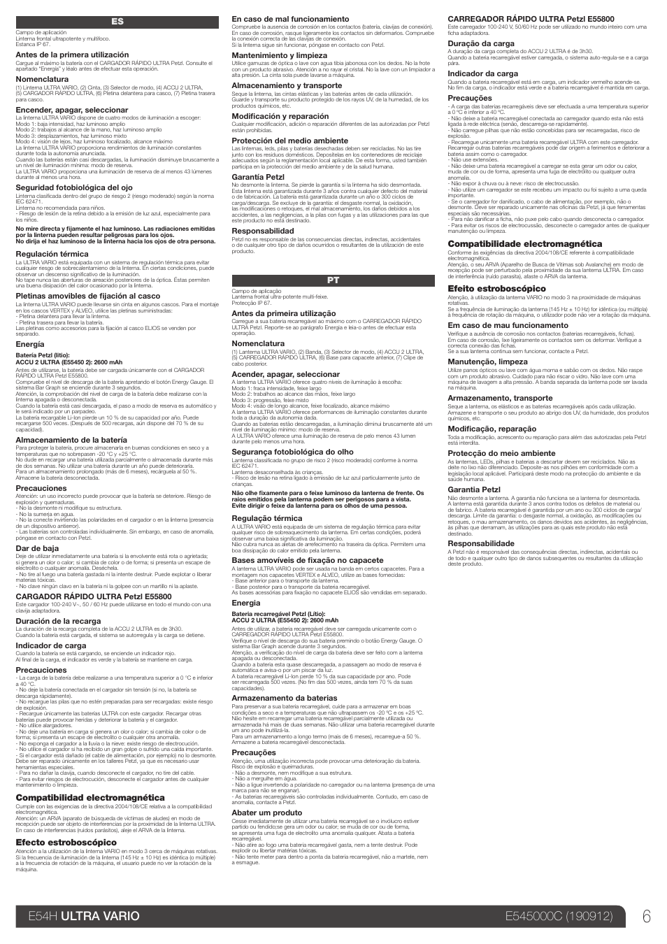 Es, pt | Petzl ULTRA VARIO User Manual | Page 6 / 15