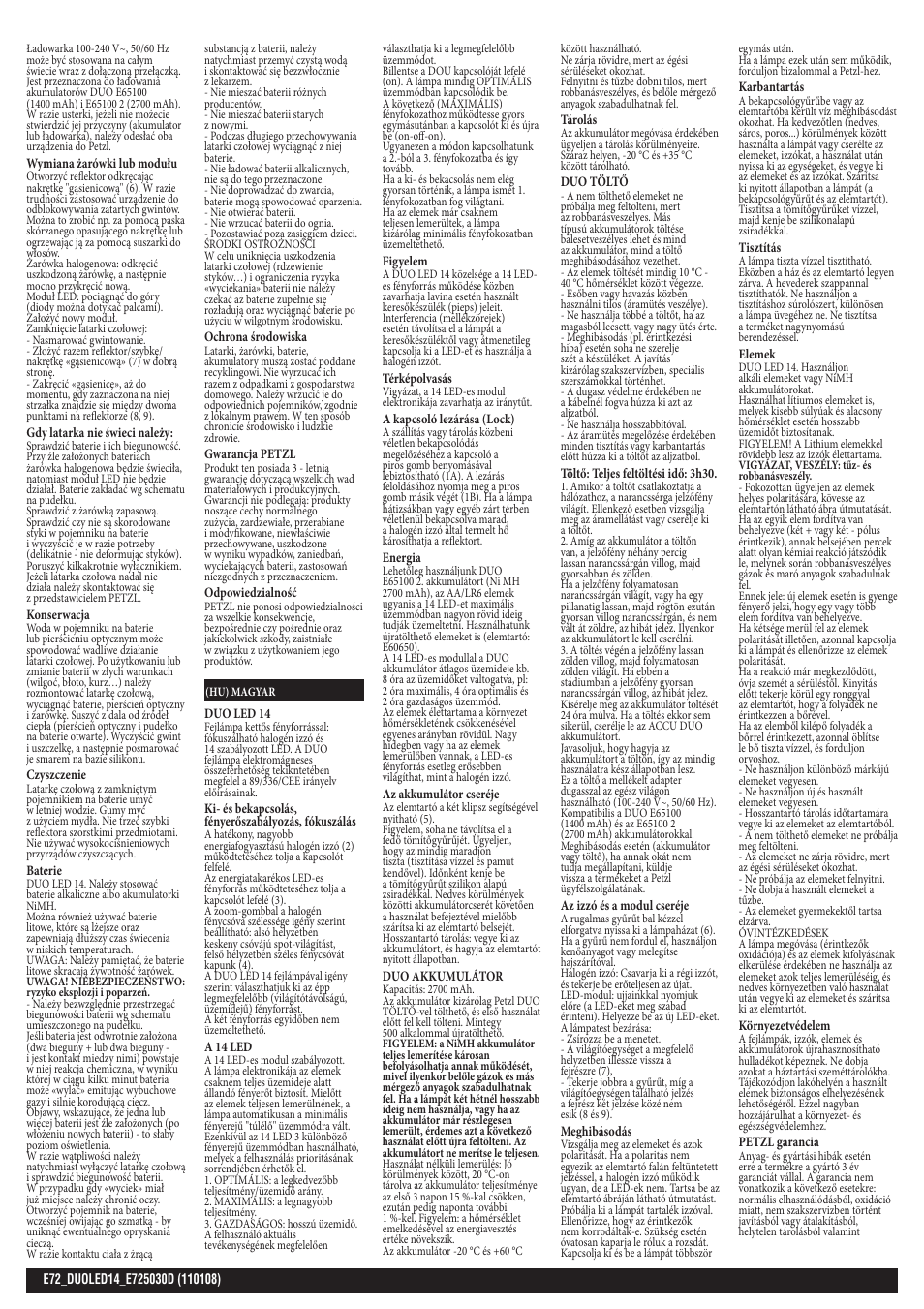 Petzl DUO LED 14 ACCU User Manual | Page 10 / 14