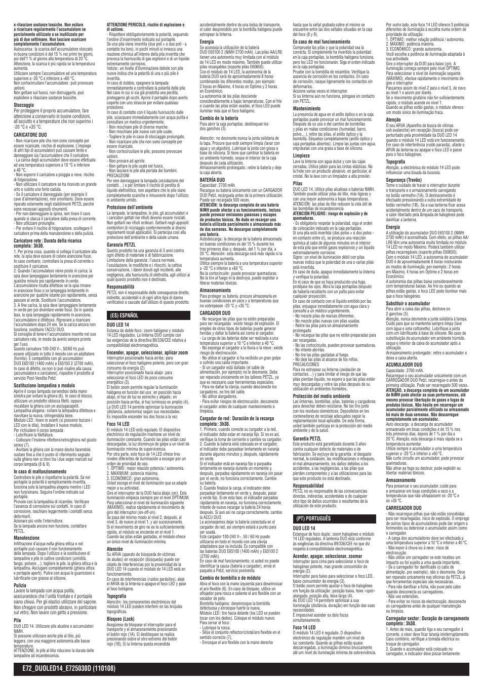 Es-pt | Petzl DUO LED 14 ACCU User Manual | Page 5 / 14