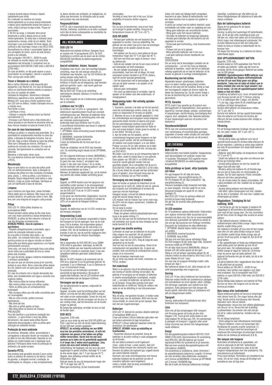 Nl-se | Petzl DUO LED 14 ACCU User Manual | Page 6 / 14