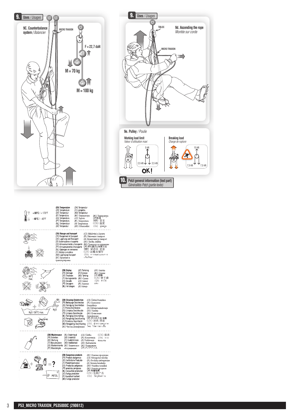 Drawings, Cahier, Cahier page 1 | Cahier page 2, Miniplan 1 verso, F = m f = 1,2 m | Petzl MICRO TRAXION User Manual | Page 3 / 22