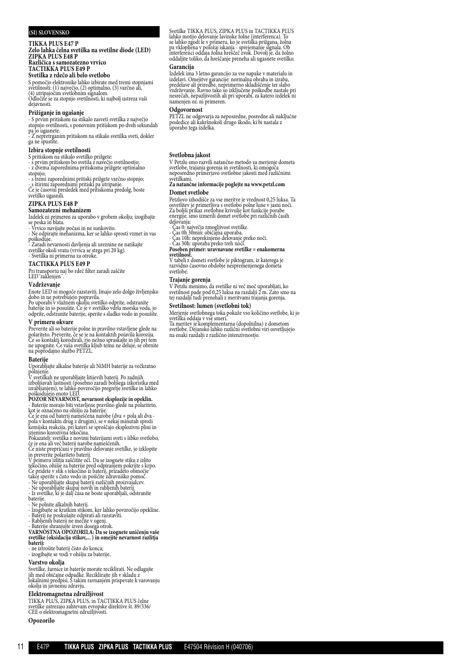 Petzl TACTIKKA PLUS ADAPT User Manual | Page 11 / 17