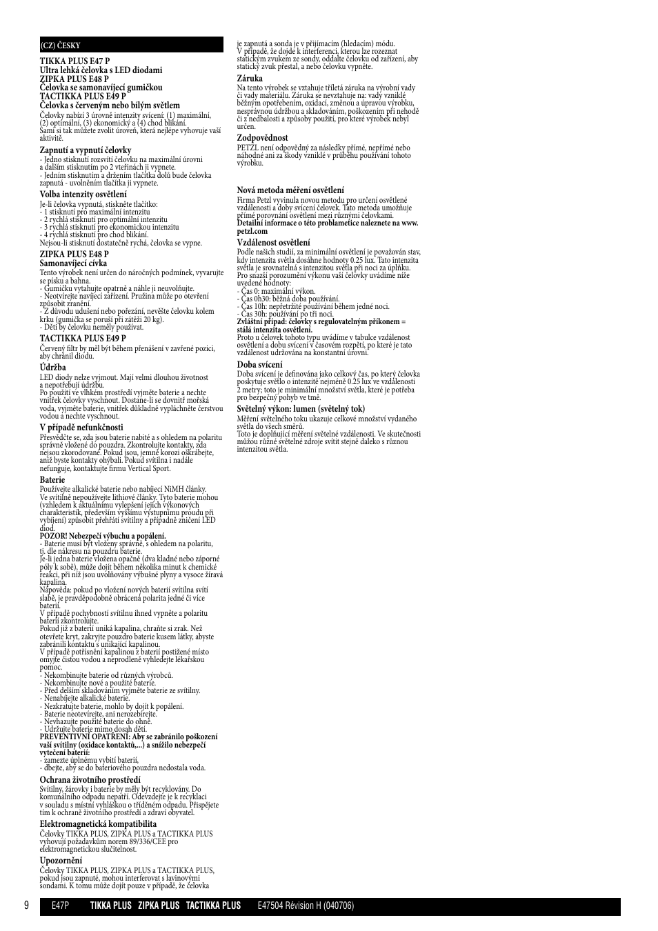 Petzl TACTIKKA PLUS ADAPT User Manual | Page 9 / 17