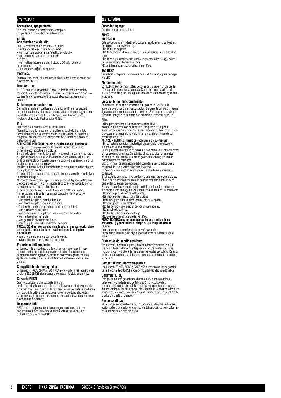 It, es | Petzl ZIPKA User Manual | Page 5 / 12