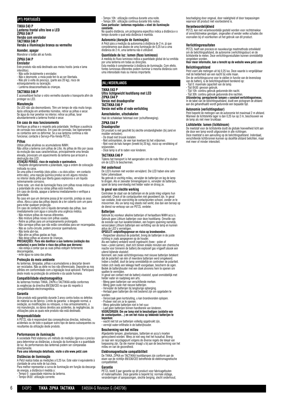 Pt, nl | Petzl ZIPKA User Manual | Page 6 / 12