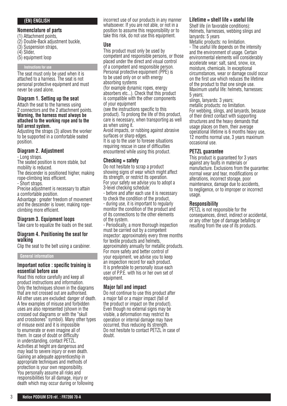 Petzl PODIUM User Manual | Page 3 / 9