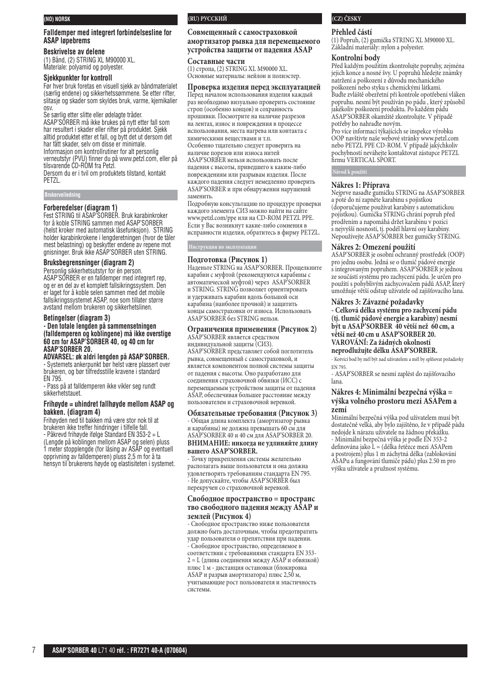 No, ru, cz | Petzl ASAP'SORBER User Manual | Page 7 / 10