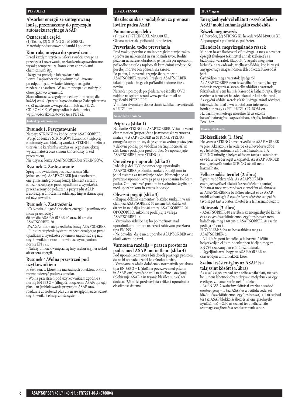 Pl, si, hu | Petzl ASAP'SORBER User Manual | Page 8 / 10