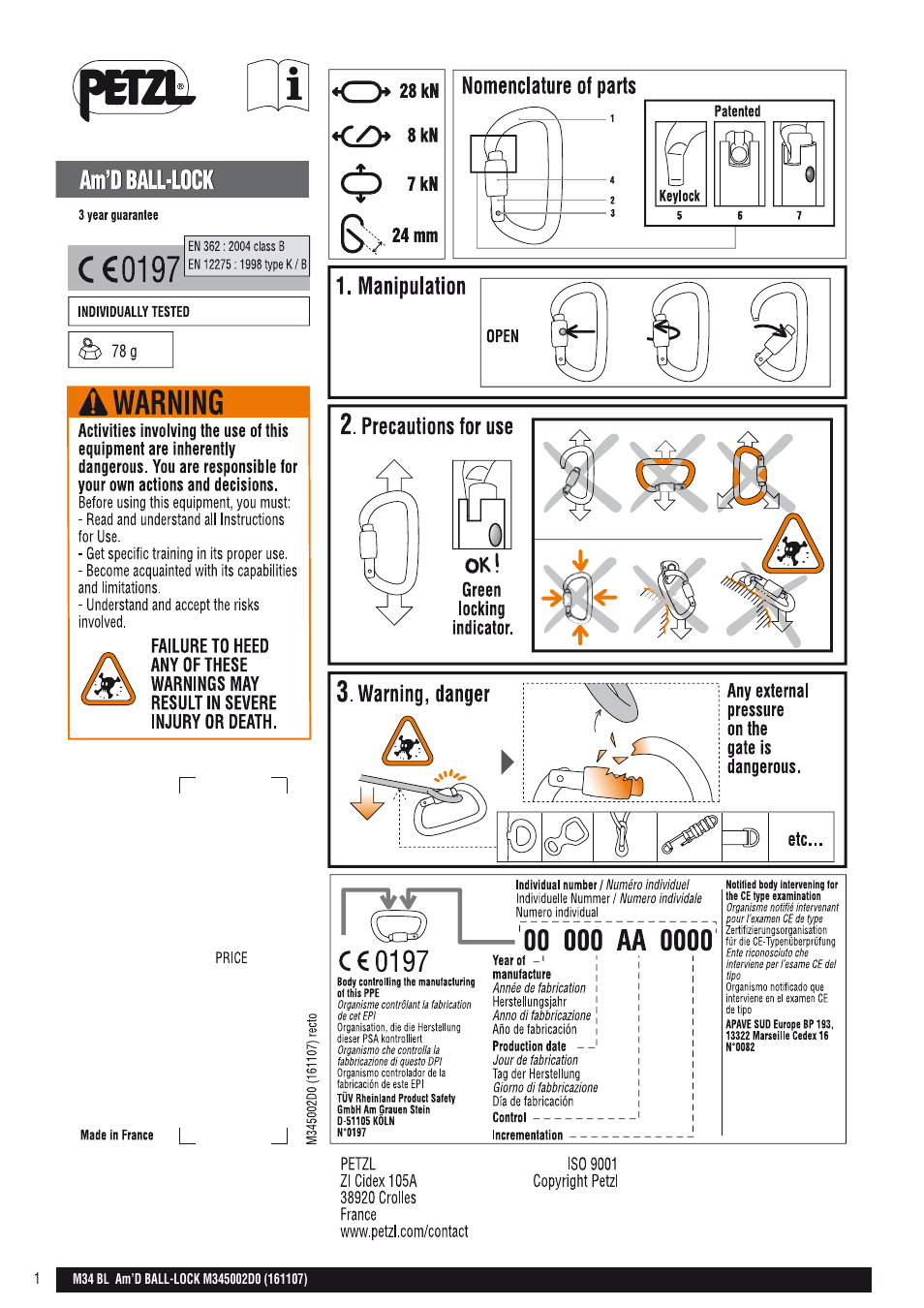 Petzl AM'D BALL-LOCK User Manual | 22 pages