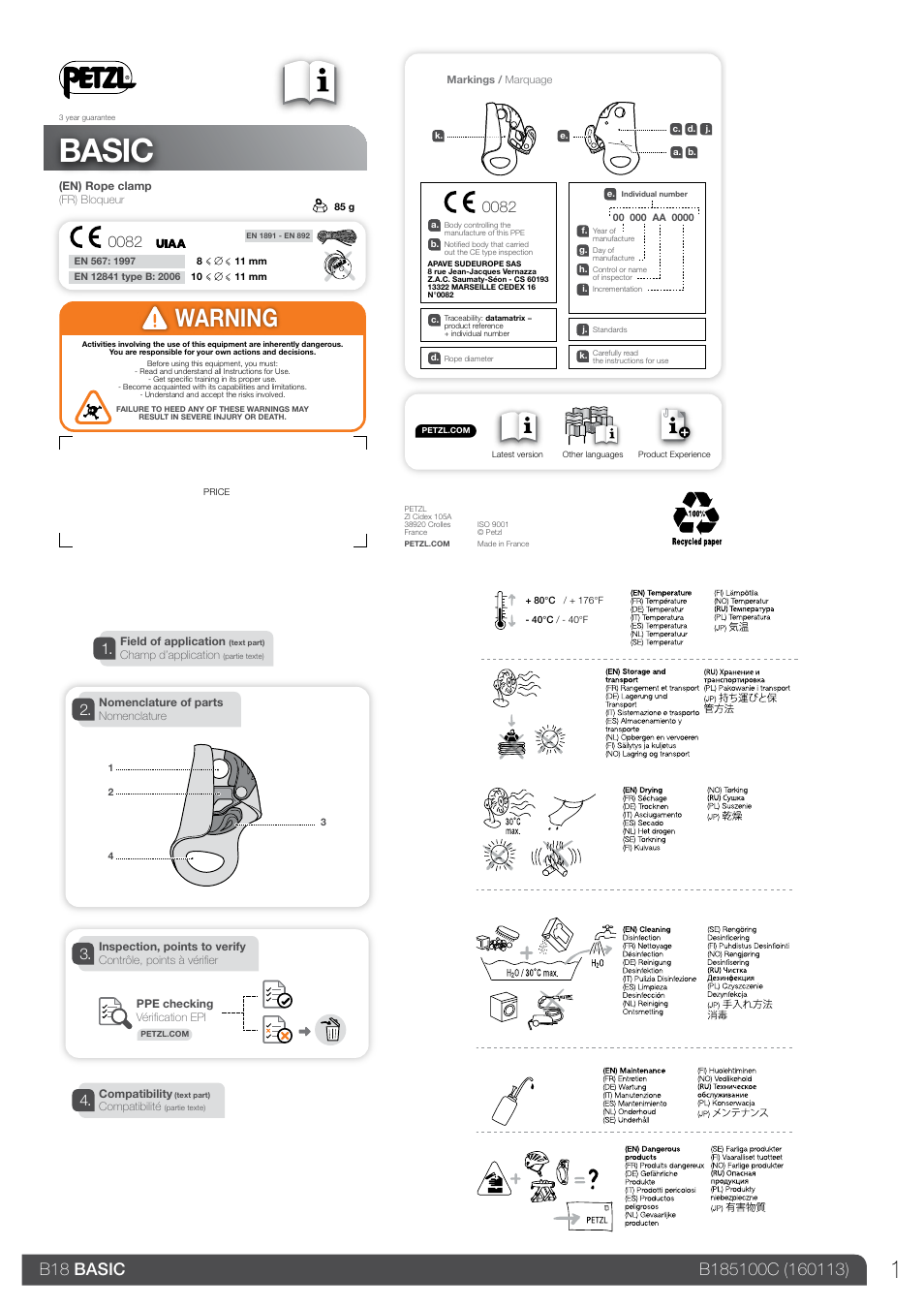 Petzl BASIC_2013 User Manual | 24 pages