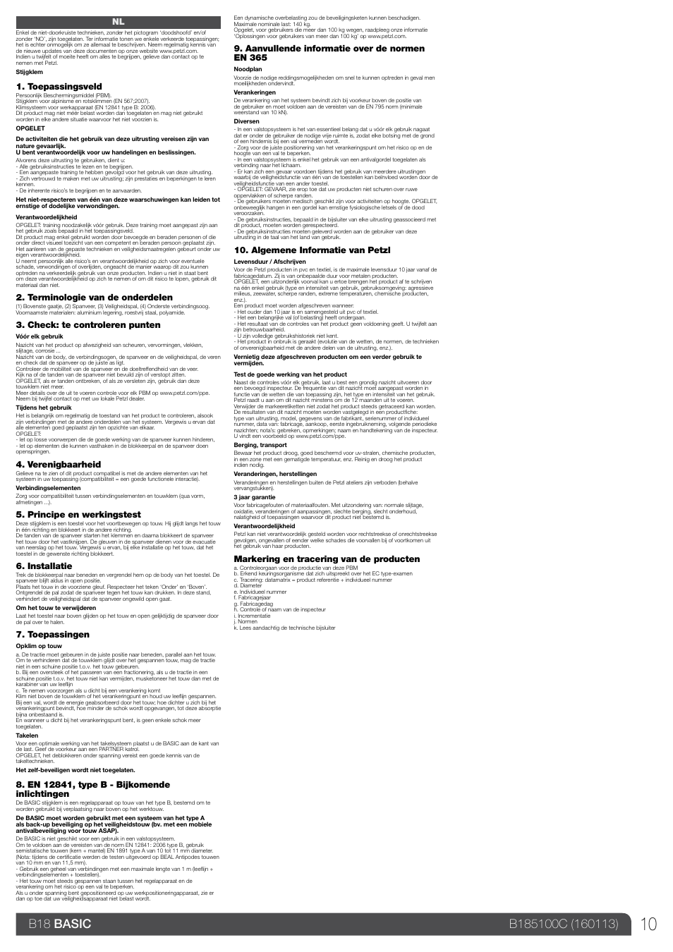 Petzl BASIC_2013 User Manual | Page 10 / 24